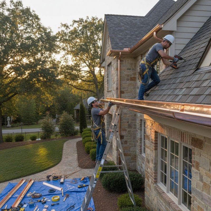 Commercial Copper Gutters Installation