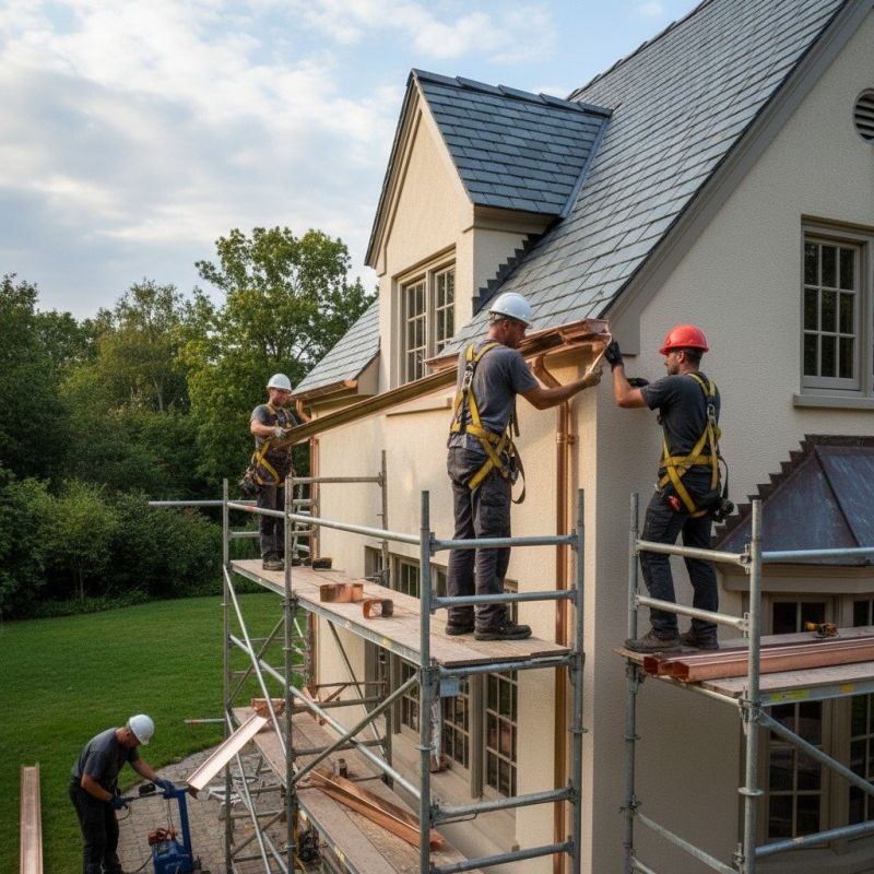 Commercial Copper Gutters Installation