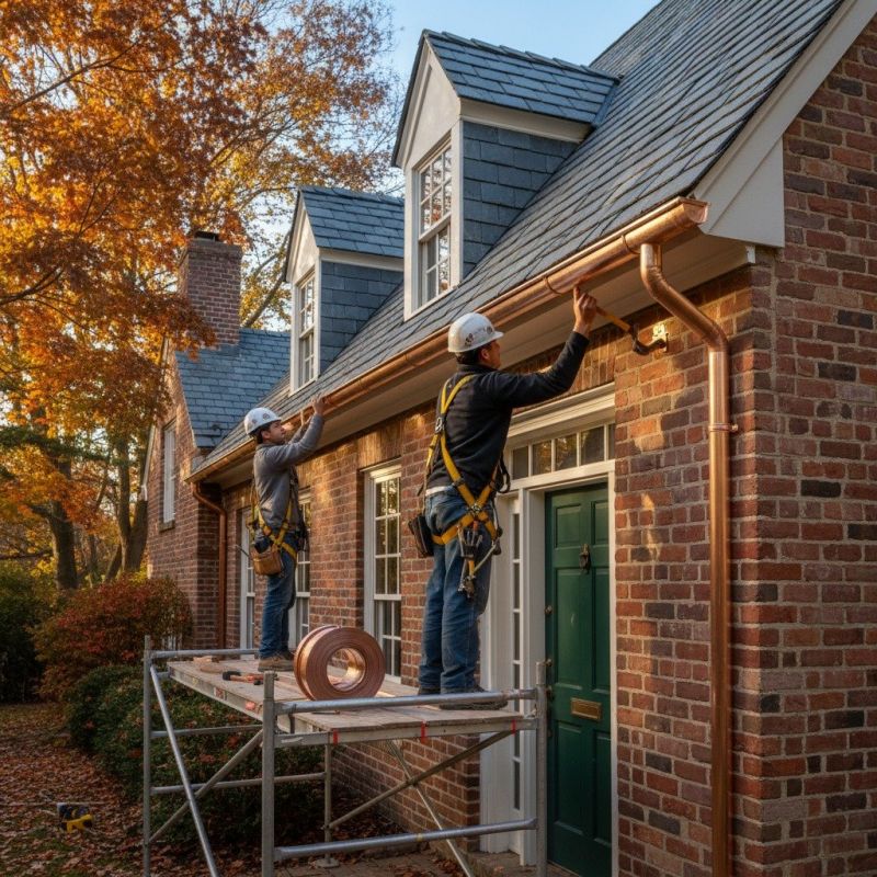 Commercial Copper Gutters Installation